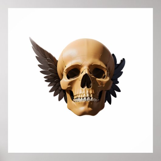 Winged Skull Symbolizing Mortality and Freedom Poster (Voorkant)