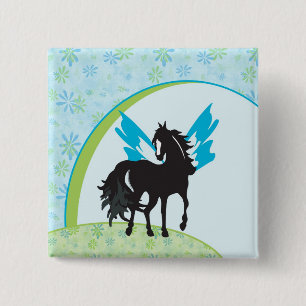 Winged Steed Pin / Vierkante Button 5,1 Cm