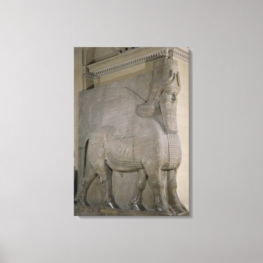 Winged stier op een façade van King Sargon II's Canvas Afdruk (Voorkant)
