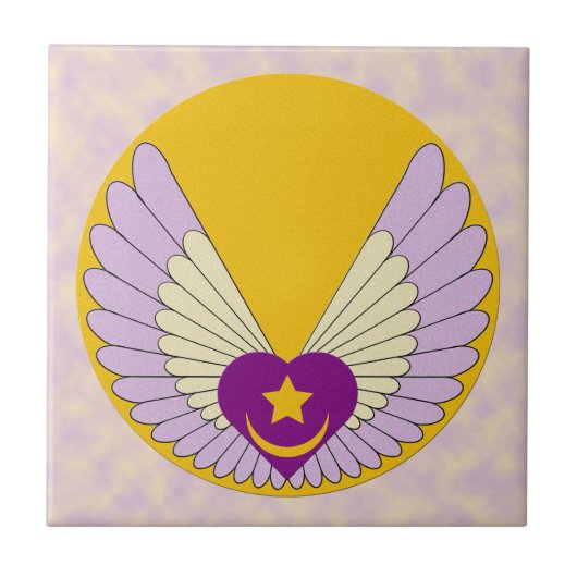 Winged Sufi Heart Tile Tegeltje (Voorkant)