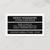 Winged Tattoo van het hart, tatoïst en borst Visitekaartje (Achterkant)