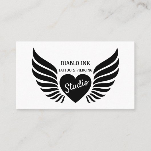 Winged Tattoo van het hart, tatoïst en borst Visitekaartje (Voorkant)