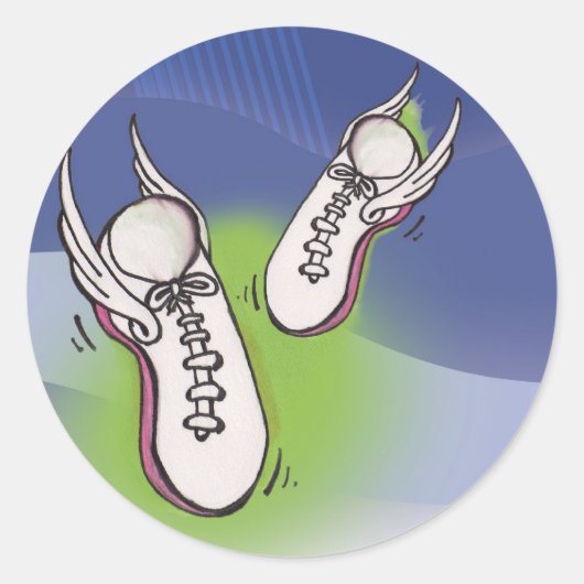 Winged tennis Shoes Ronde Sticker (Voorkant)