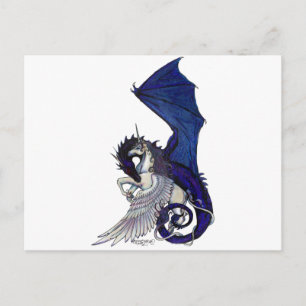 WINGED unicorn en Dragon Briefkaart