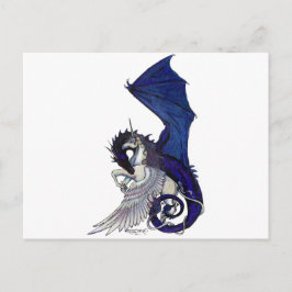 WINGED unicorn en Dragon Briefkaart
