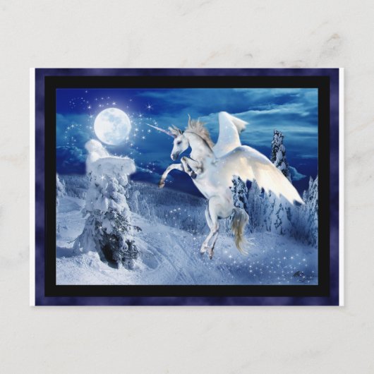 Winged Unicorn Pegasus Moon Horse Snows Tir'Rielle Briefkaart (Voorkant)