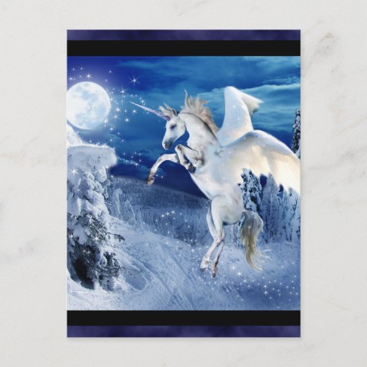Winged Unicorn Pegasus Moon Horse Snows Tir'Rielle Briefkaart (Voorkant)