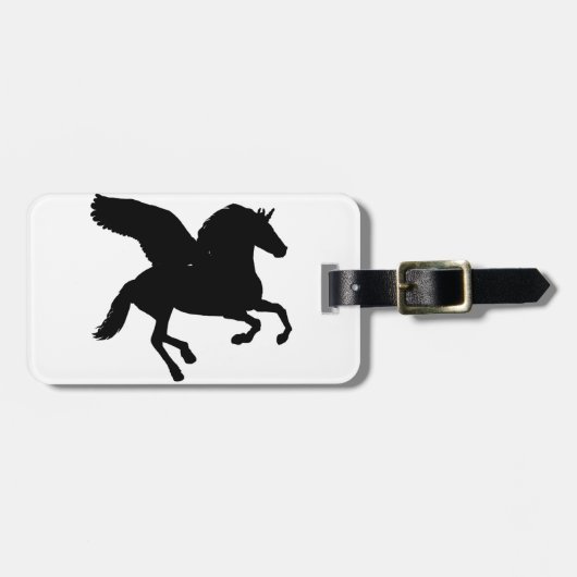 Winged Unicorn Silhouette Bagagelabel (Voorkant horizontaal)