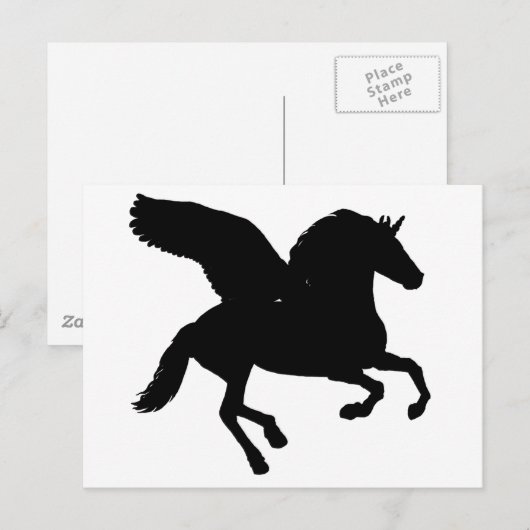 Winged Unicorn Silhouette Briefkaart (Voorkant / Achterkant)
