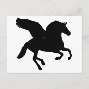 Winged Unicorn Silhouette Briefkaart