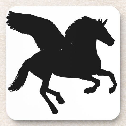 Winged Unicorn Silhouette Drankjes Onderzetter (Voorkant)