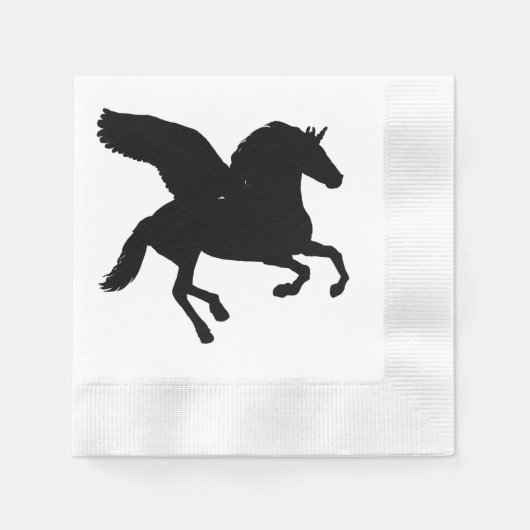 Winged Unicorn Silhouette Servet (Voorkant)