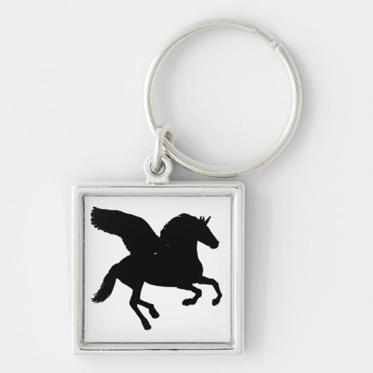 Winged Unicorn Silhouette Sleutelhanger (Voorkant)