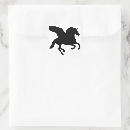 Winged Unicorn Silhouette Vierkante Sticker (Tas)