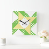 Winged vierkant — Groen en peach Vierkante Klok (Huis)