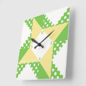 Winged vierkant — Groen en peach Vierkante Klok (Hoek)