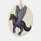 Winged Wolf Keramisch Ornament (Rechts)