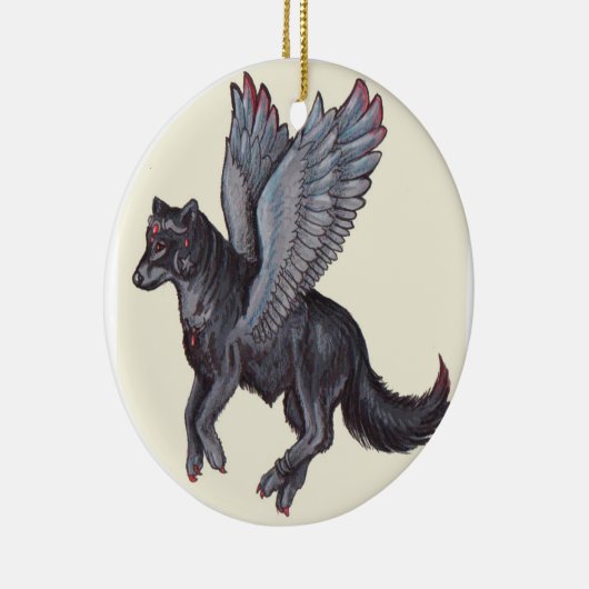 Winged Wolf Keramisch Ornament (Rechts)
