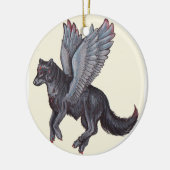 Winged Wolf Keramisch Ornament (Links)
