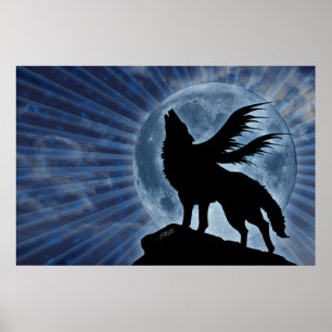 Winged Wolf Poster