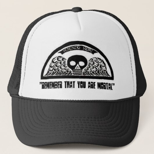 Wingel Death Skull Cemetery Baseball Hat Trucker Pet (Voorkant)
