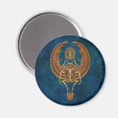 Wingel Egyptian Scarab Beetle met Ankh - blauw Magneet (Voorkant / Achterkant)