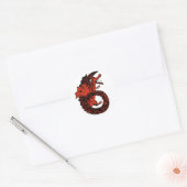 Wingel Red en Black Dragon Number 6 Six Ronde Sticker (Envelop)