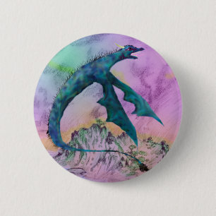 Wingel Serpent Blue Paars Dragon Monster Reptile Ronde Button 5,7 Cm