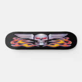 Wingel Skull met Flames Skateboard (Horizontaal)