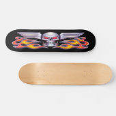 Wingel Skull met Flames Skateboard (Horizontaal)