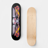 Wingel Skull met Flames Skateboard (Voorkant)