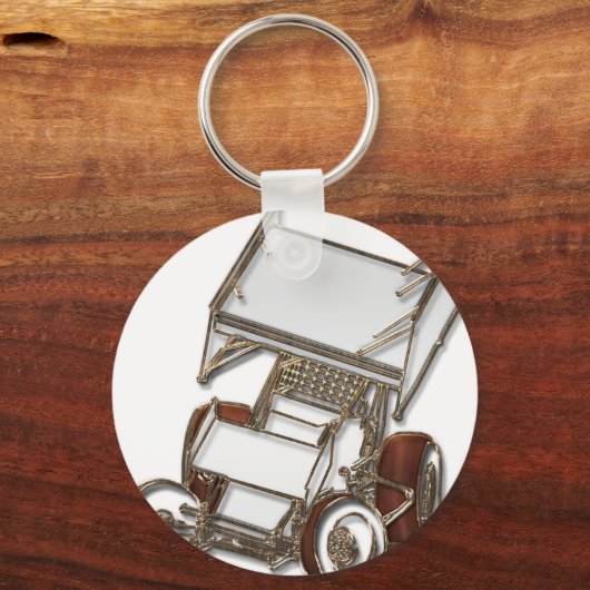 Wingel Sprint Car White gekleurd Sleutelhanger (Voorkant)