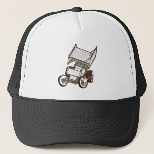 Wingel Sprint Car White gekleurd Trucker Pet (Voorkant)