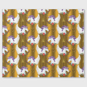 Wingel Unicorn Gold Kerstmis Cadeaupapier (Vlak)