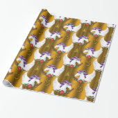 Wingel Unicorn Gold Kerstmis Cadeaupapier (Uitgerold)