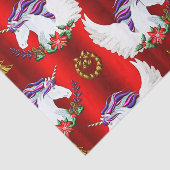 Wingel Unicorn Red Kerstmis Tissuepapier (Detail)