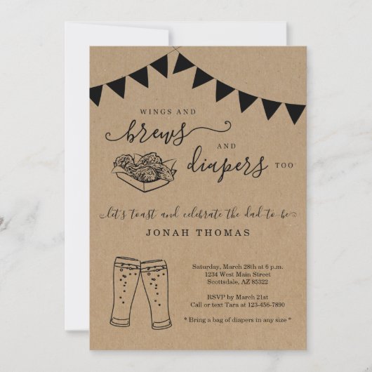 Wingen en breiapparaten voor het Mannen Baby showe Kaart (Voorkant)