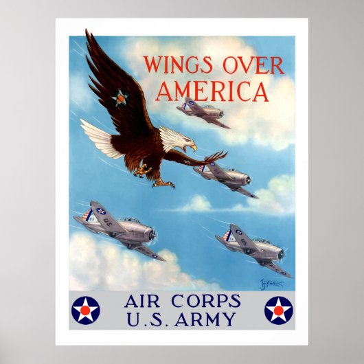 Wingen over Amerika — Luchtvaartkorps Poster (Voorkant)