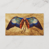 WINGEN VAN EEN ROLLER OP ANTIEK PARCHMENTMonogram Visitekaartje (Achterkant)