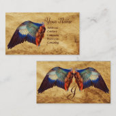 WINGEN VAN EEN ROLLER OP ANTIEK PARCHMENTMonogram Visitekaartje (Voorkant / Achterkant)