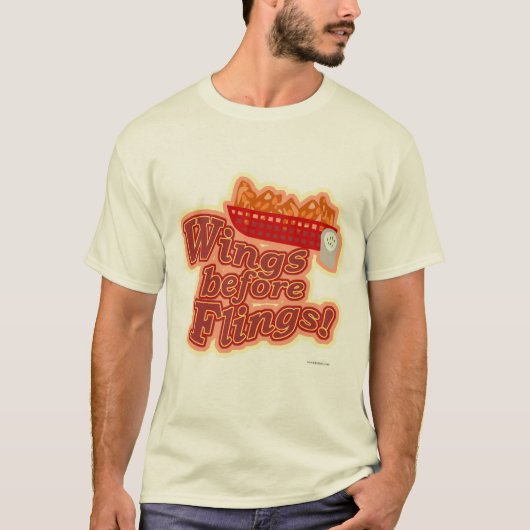 Wingen voor Flings Chicken Fun Humor Slogan T-shirt (Voorkant)