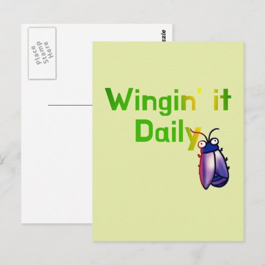 Wingin It Dagelijkse Grappige Bug Humor Briefkaart (Voorkant / Achterkant)