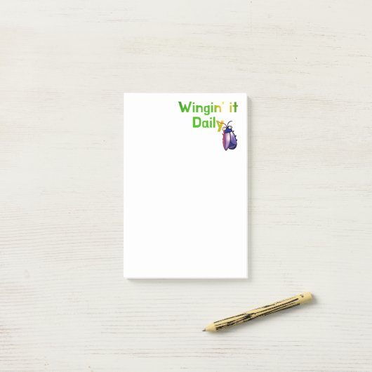 Wingin It Dagelijkse Grappige Bug Humor Post-it® Notes (Op bureau)
