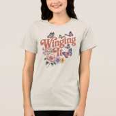 Winging It Funny Butterfly and Floral Shirt (Voorkant)