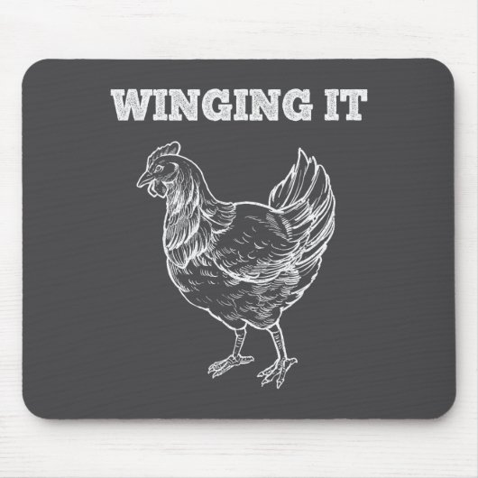 Winging It Funny Chicken Wings Lovers Quote  Muismat (Voorkant)