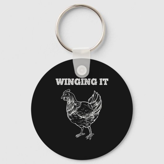 Winging It Funny Chicken Wings Lovers Quote Sleutelhanger (Voorkant)
