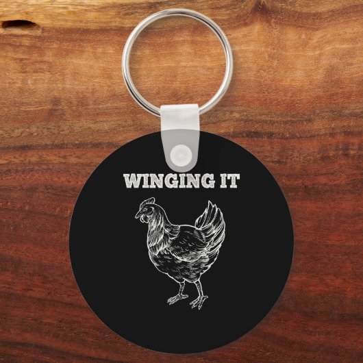 Winging It Funny Chicken Wings Lovers Quote Sleutelhanger (Voorkant)