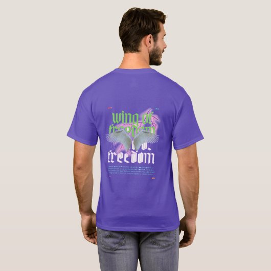 WingOfFreedomStayStrong&PowerOn Basic Dark T-Shirt (Achterkant volledig)