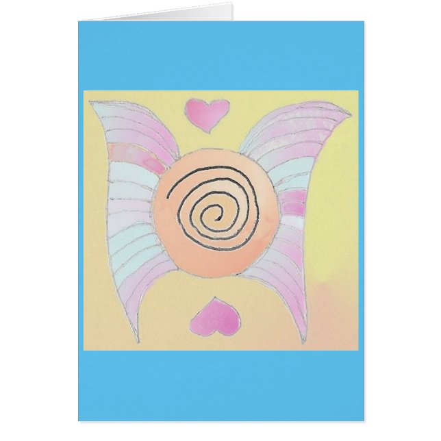 Wings 1 Abstracte kunstkaart blauw/goud (Voorkant)