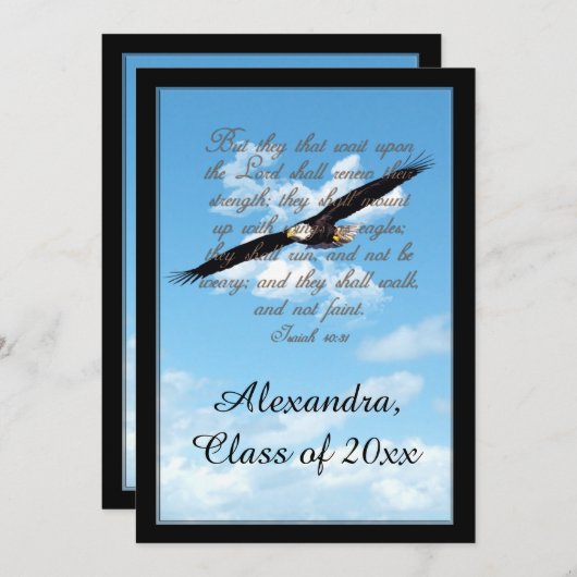 Wings as Eagles Bijbel Verse Christelijk Afstudere Kaart (Voorkant / Achterkant)